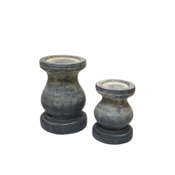 Świecznik gliniany ceramiczny Szary 16cm